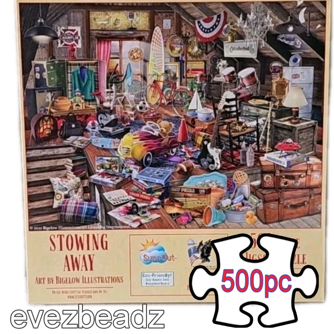 EvezBeadz SunsOut Stowing Away Puzzle 500 pcs Bigelow Illustrations Art 31715 