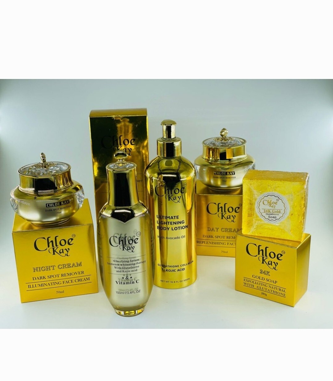 Chloe Kay Miracle Combo- Lotion, Serum,Day & Night Face Cream And Soap-5 Pcs Set