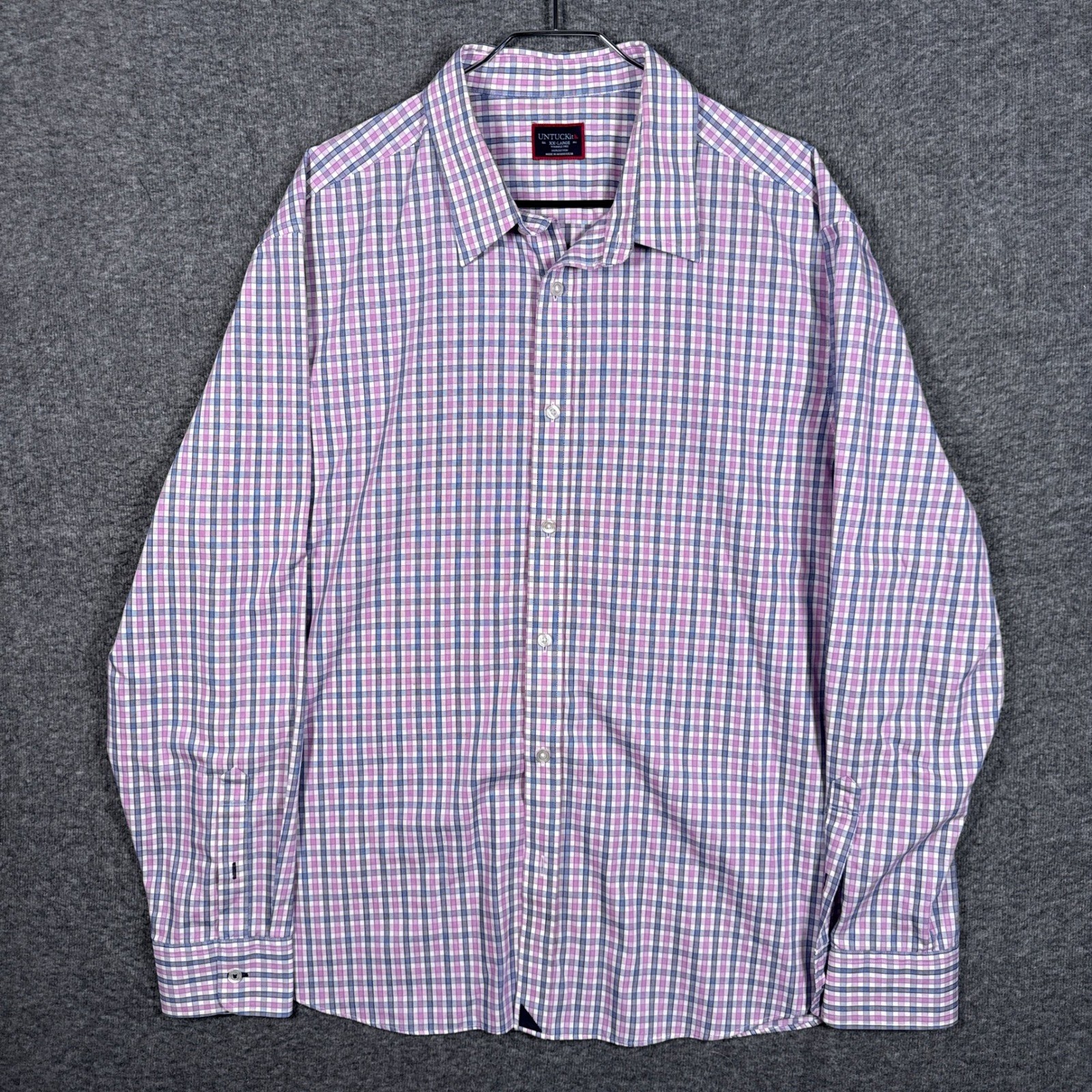UNTUCKit Shirt Mens XXL Purple Plaid Dolcetto WF Wrinkle Free Long Sleeve Button