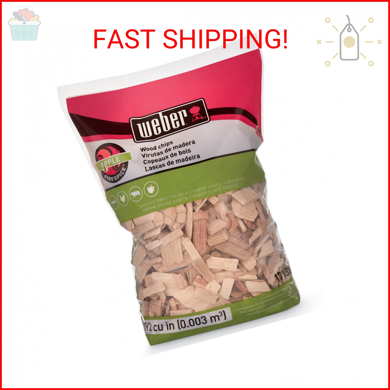 Weber Apple Wood Chips, 2 lb – Premium BBQ Smoking & Grilling Chips for Subtle, Weber Apple Wood Chips, 2 lb – Premium BBQ Smoking & Grilling Chips for Subtle,