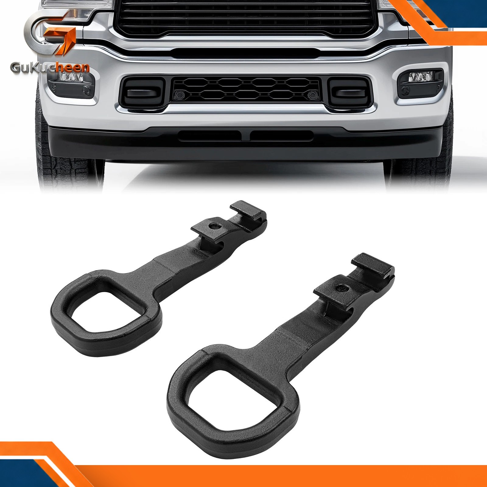 1 Pair Front Bumper Tow Hooks For RAM 2500 3500 2019-2026 #68349551AD 68349551AC