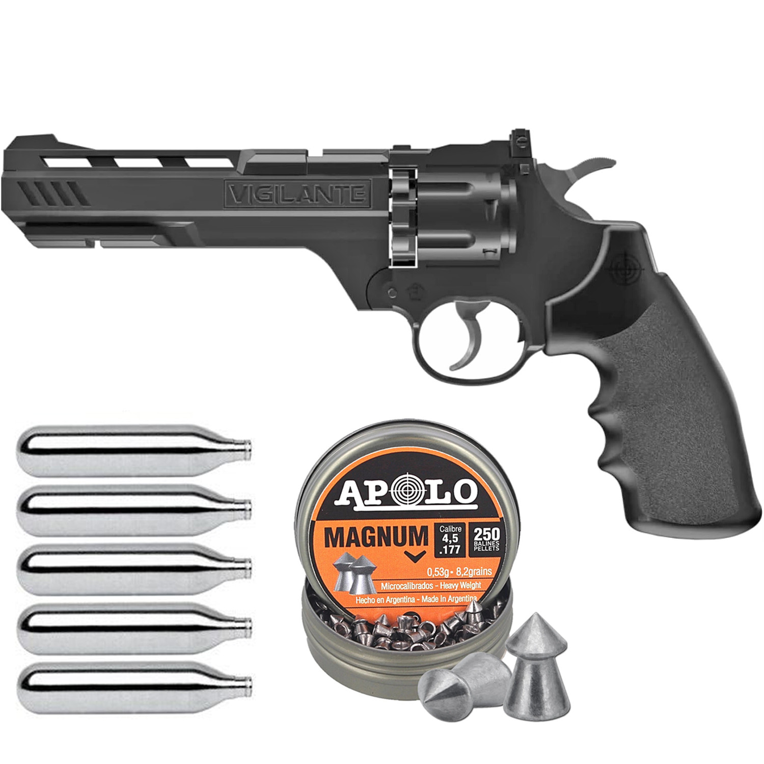 Crosman Vigilante .177 Cal Air Pistol Pellet Gun w/ 250 Pellets & 5 CO2 (CCP8B2)