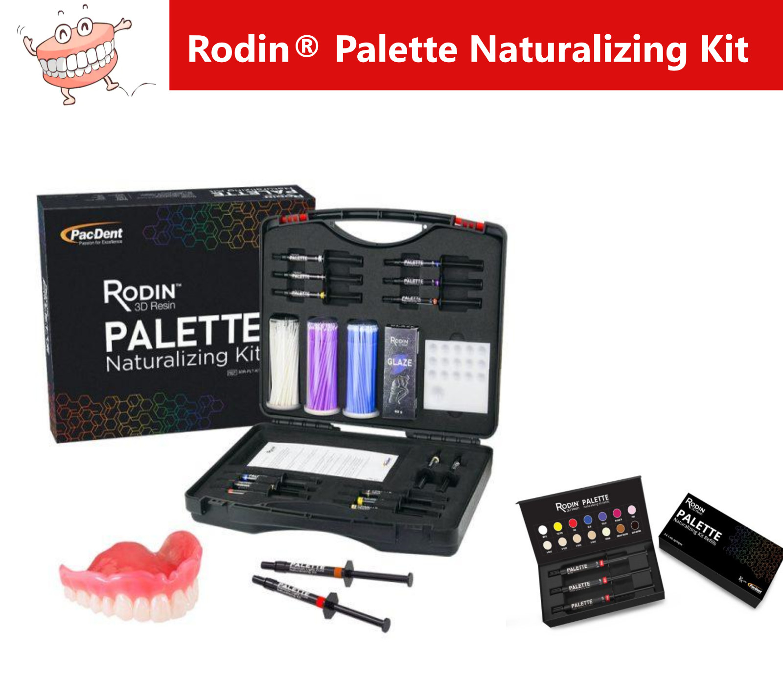 Dental 3D Rodin Palette 2.0 Naturalization Kit, 16 x 1 ml shade, + Rodin Glaze