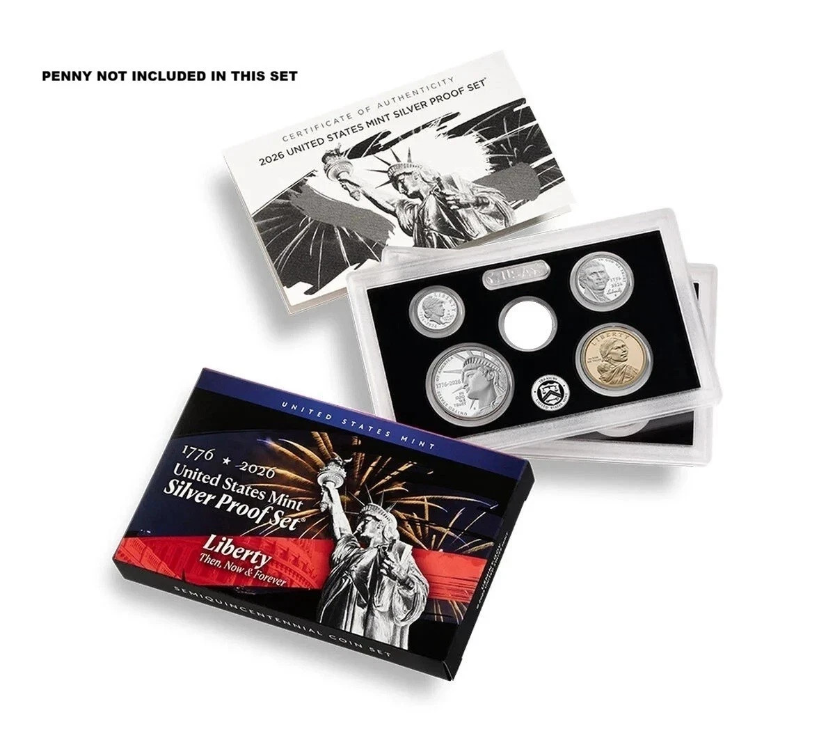 2026 S United States Silver Proof Set with Box and COA - NO PENNY AG2