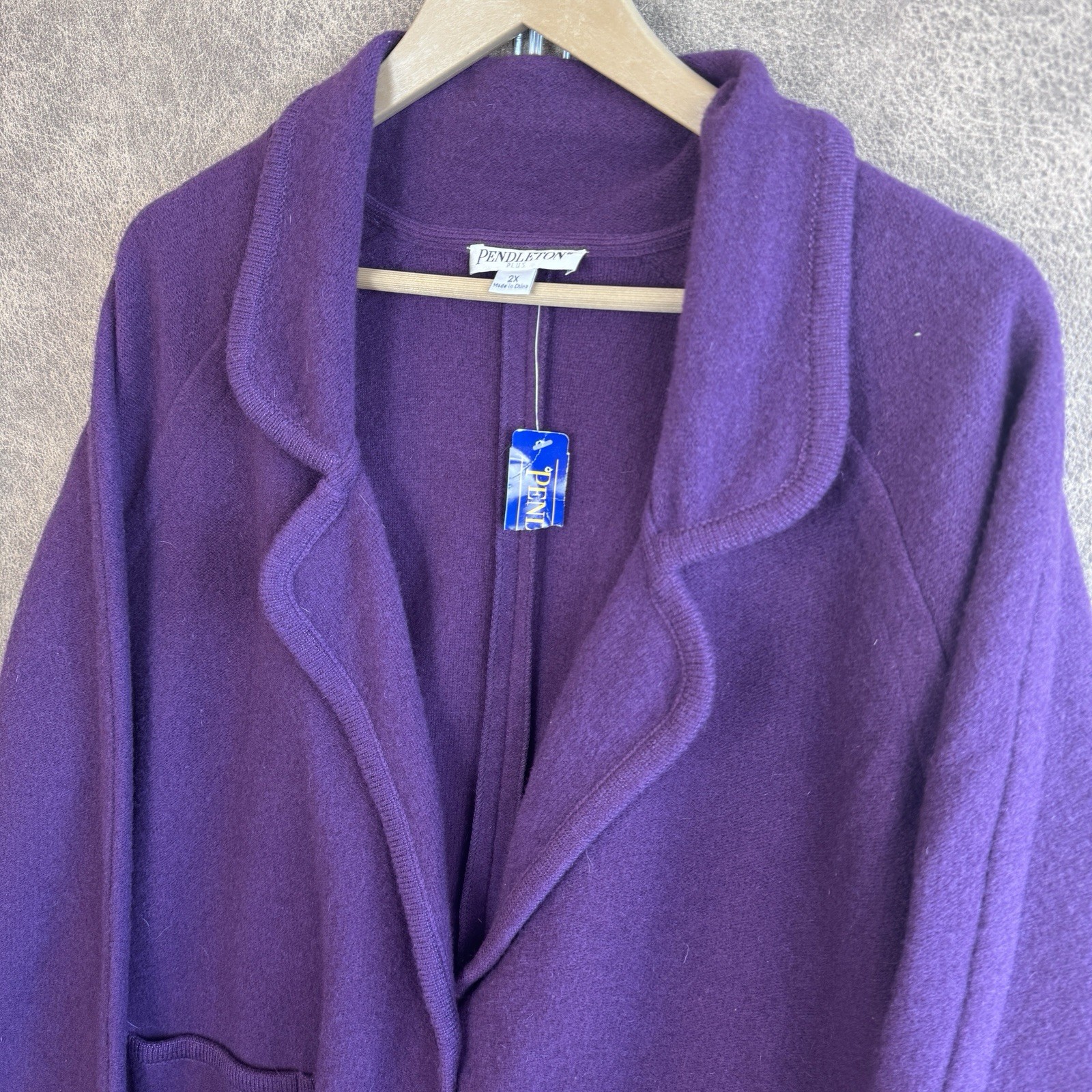 Pendleton Plus 2X Purple Lambswool Cardigan Jacket Women Button Front Pockets Pendleton Plus 2X Purple Lambswool Cardigan Jacket Women Button Front Pockets