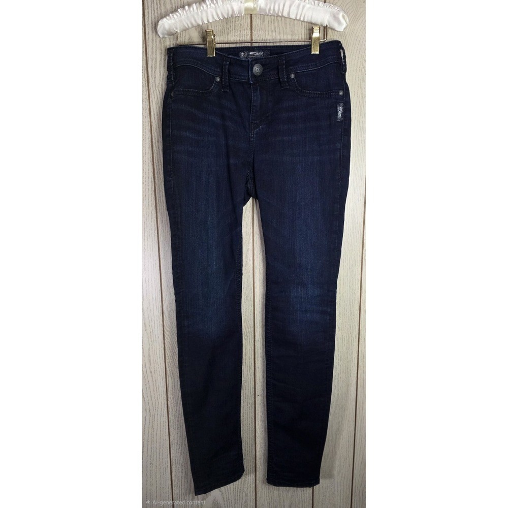 Silver Jeans Co Suki High Super Skinny W28 L31 Dark Indigo Minimalist Streetwear