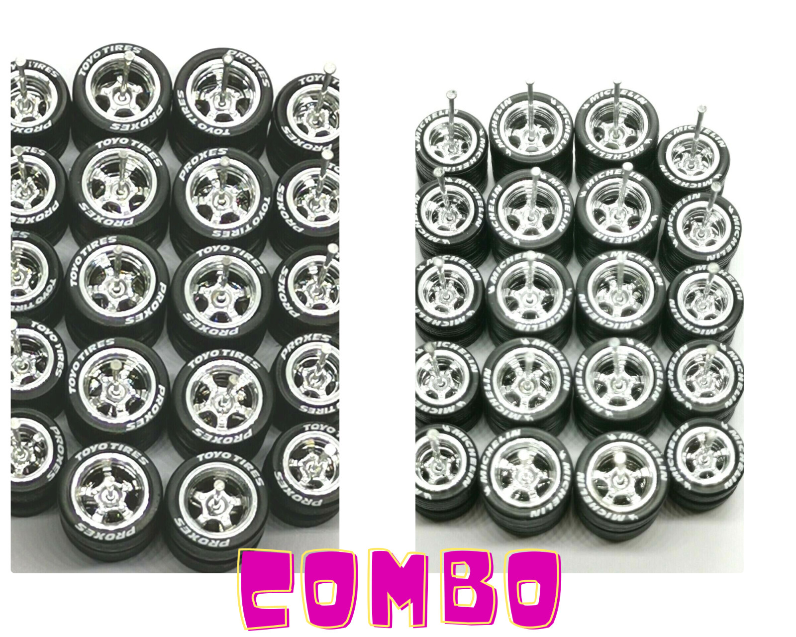 Staggered 20 sets ( TOYO +  MICHELIN ) Rubber Tire Removable 10/12 mm