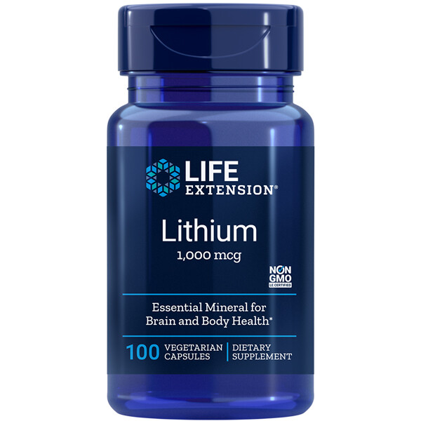Life Extension Lithium Orotate 1000mcg 100 Caps Brain DNA Health