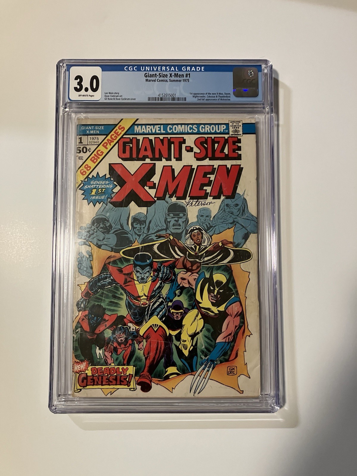 Marvel Comics Giant-Size X-Men #1 (1975) CGC 3.0 Off-White Pages Marvel Comics Giant-Size X-Men #1 (1975) CGC 3.0 Off-White Pages