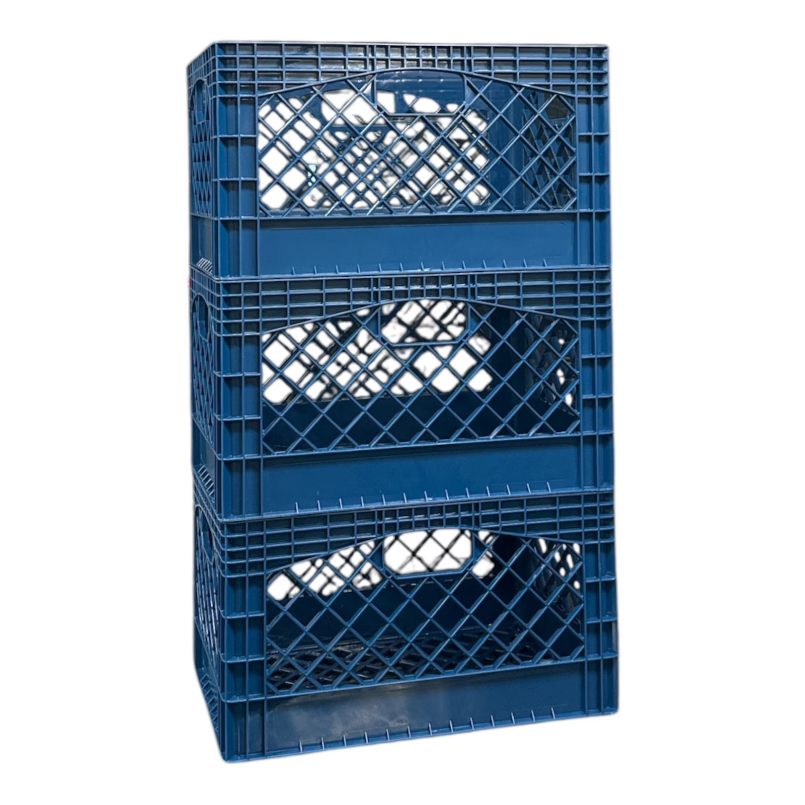 Juggernaut Storage 24 Qt Heavy Duty Plastic Milk Crate with Handles, Blue, 3 Pac Juggernaut Storage 24 Qt Heavy Duty Plastic Milk Crate with Handles, Blue, 3 Pac