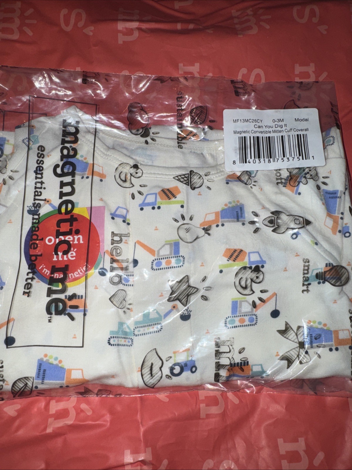 Magnetic Me Can You Dig It Convertible Mitten Cuff Coverall Baby Boy 0-3M NWT Magnetic Me Can You Dig It Convertible Mitten Cuff Coverall Baby Boy 0-3M NWT
