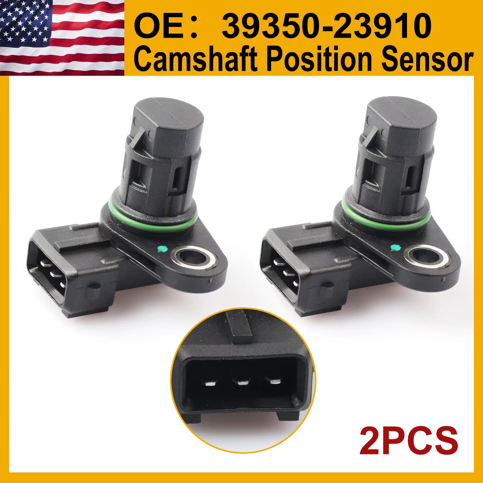 Two(2) For Genuine OEM Hyundai Kia Mobis Camshaft Sensor OE# 39350-23910