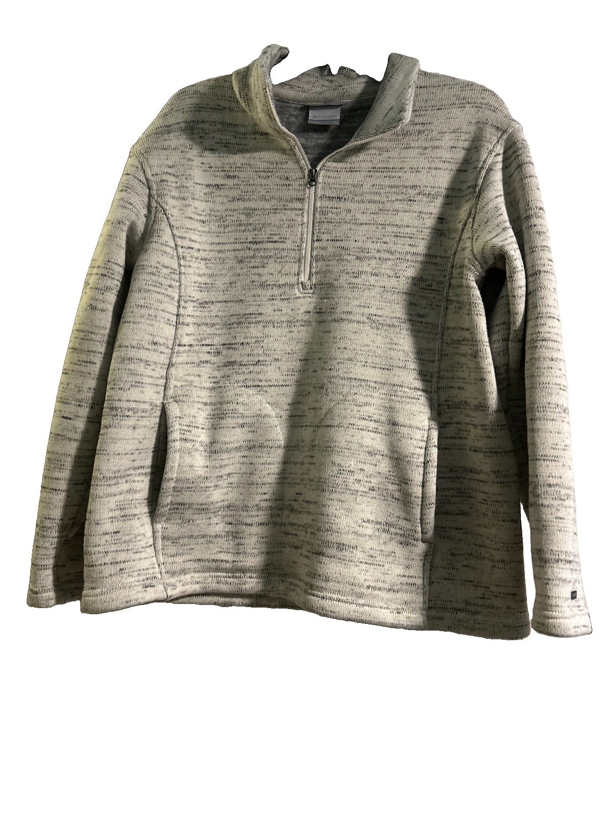 Columbia Women\'s Reel Cozy Quarter Zip Pullover in a grey and white heathered Columbia Women\'s Reel Cozy Quarter Zip Pullover in a grey and white heathered