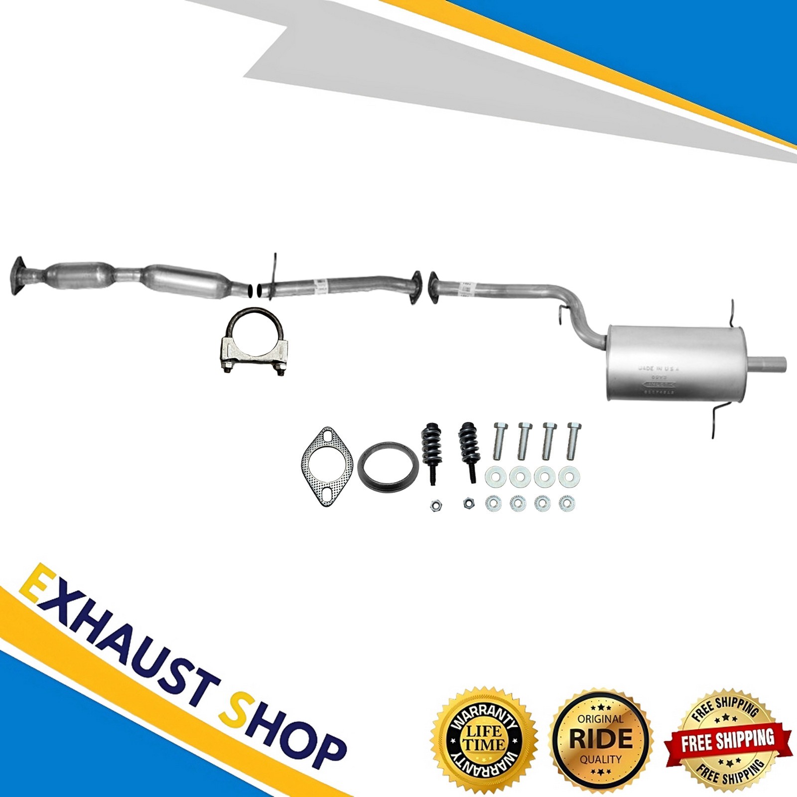Middle Resonator + Rear Muffler Assembly For 2002 2003 2004 Subaru Impreza 2.5L