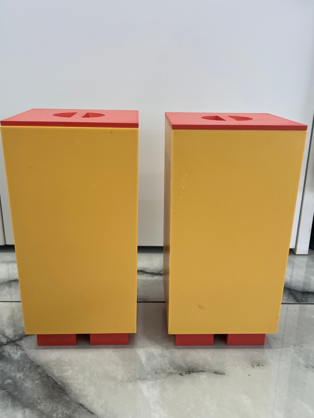 Vintage 1990\'s Alessi x Michael Graves Euclid golden yellow cannister lot 2 lid Vintage 1990\'s Alessi x Michael Graves Euclid golden yellow cannister lot 2 lid