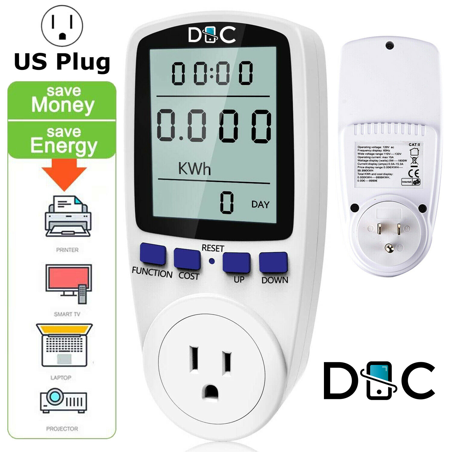 Digital Power Saving Energy Monitor Watt Amp Volt KWh Meter Electricity Analyzer Digital Power Saving Energy Monitor Watt Amp Volt KWh Meter Electricity Analyzer