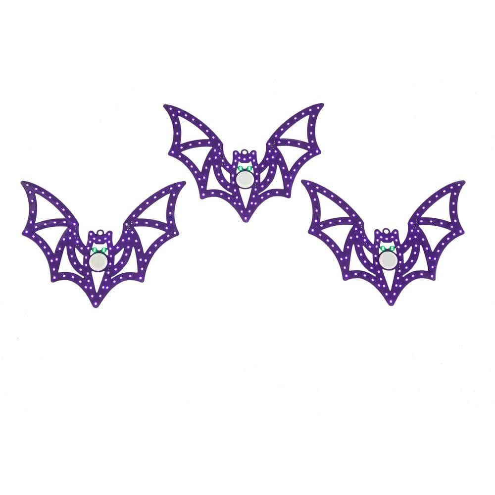 Home Accents Holiday 12 in. Halloween Classics Twinkling LED Bats 3-Pack H24