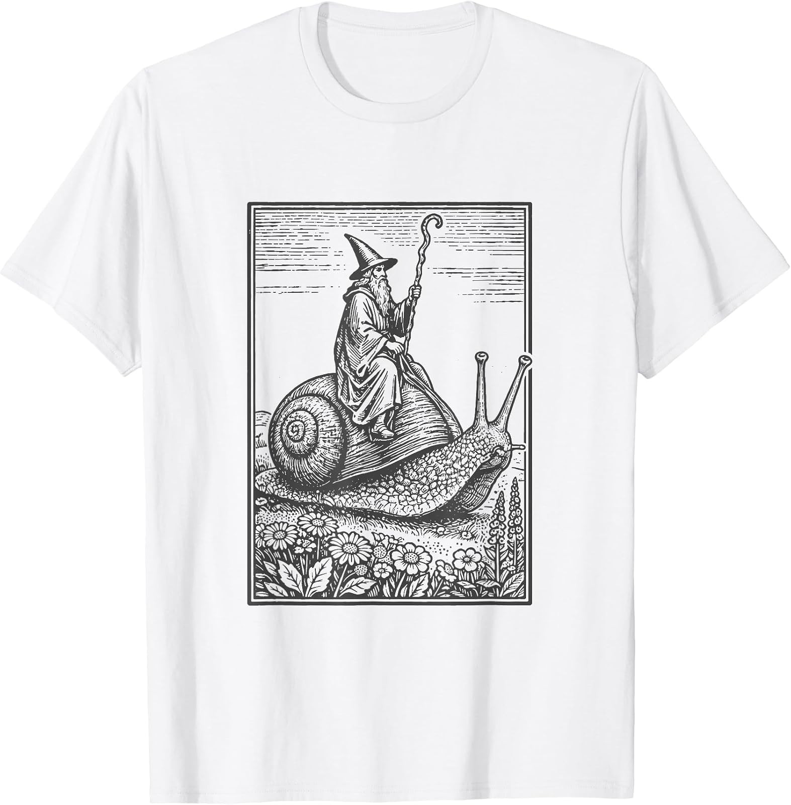 Funny Wizard Mage on Giant Snail T-Shirt for Unique Style Funny Wizard Mage on Giant Snail T-Shirt for Unique Style