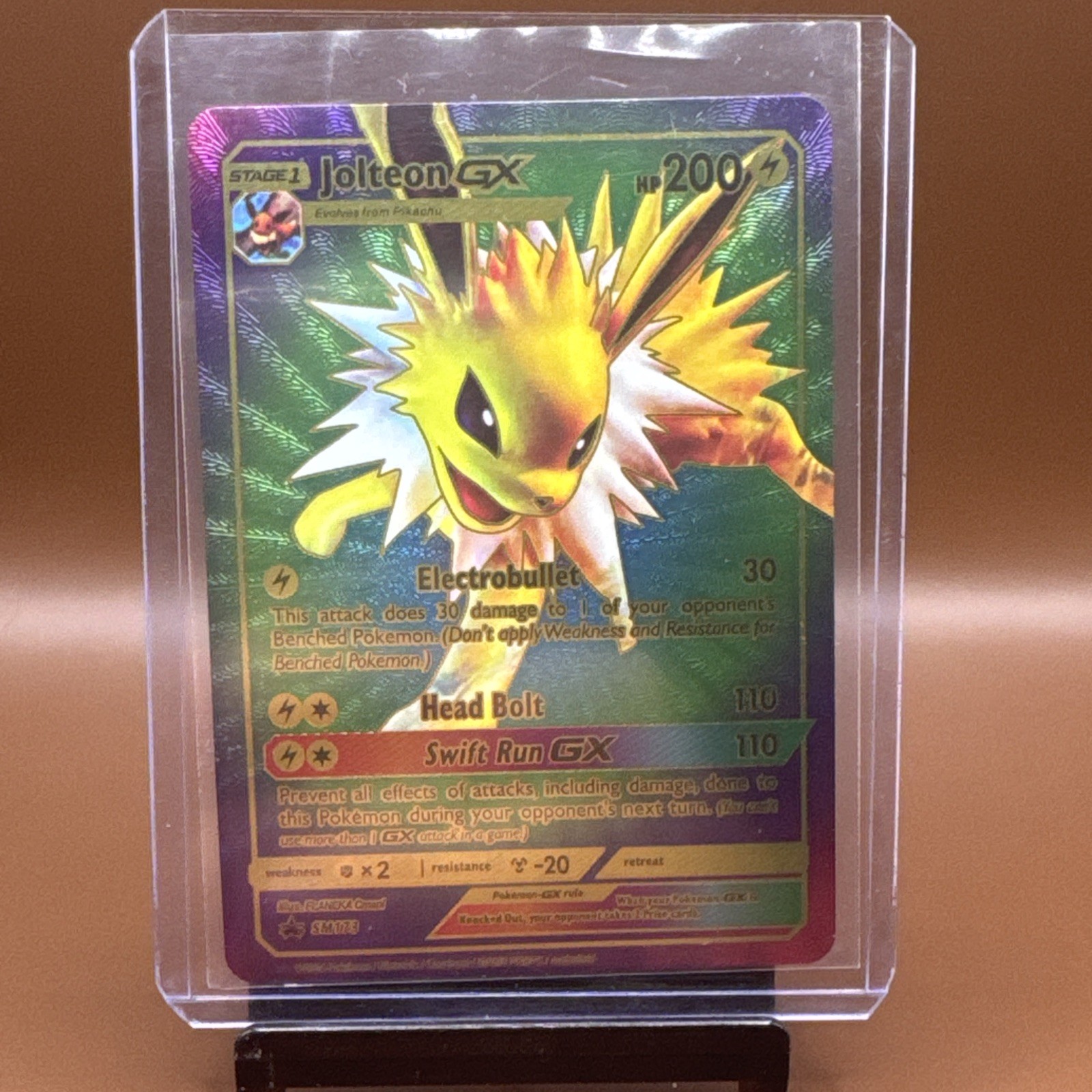 Jolteon GX rainbow Foil Fan Art Display Card Hp200 Electrobullet Sm 173 💥💥💥 