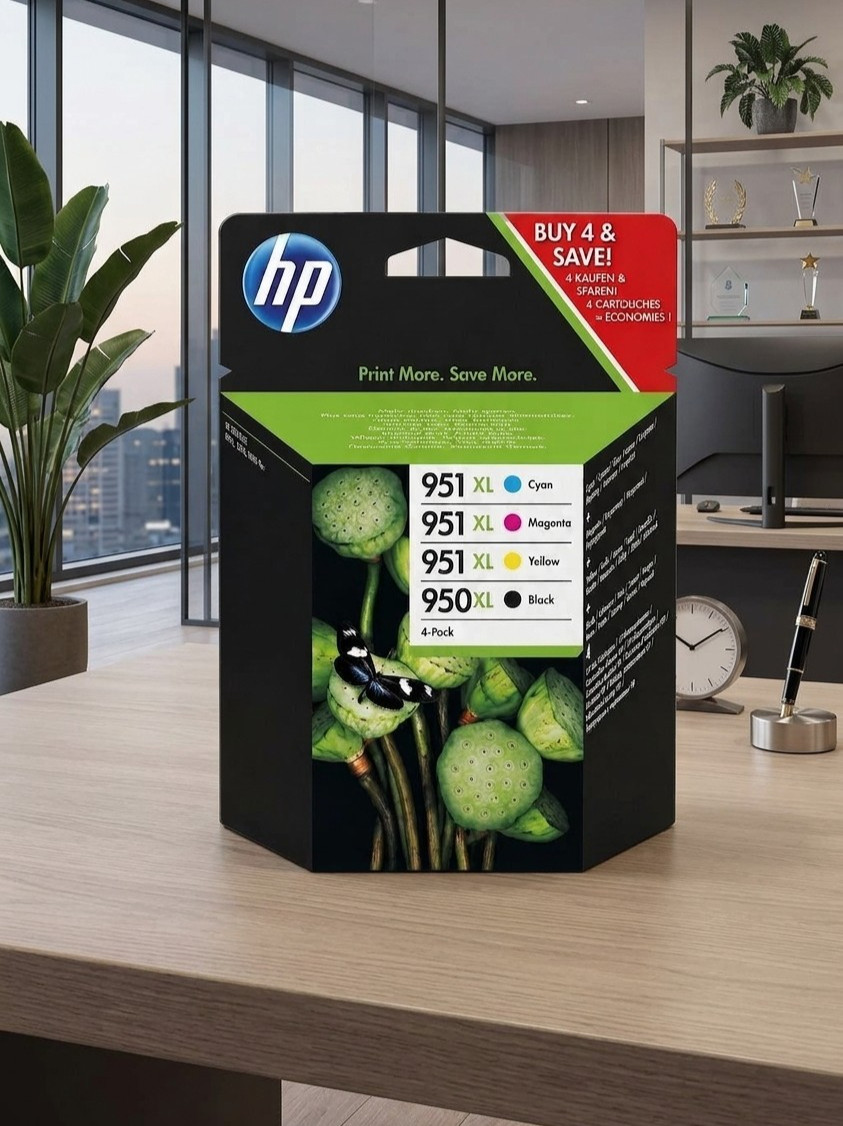 Combo 4-PACK HP 950XL-951XL NEW original BK-C-M-Y İnk Cartridges (EXP 2027-2028)