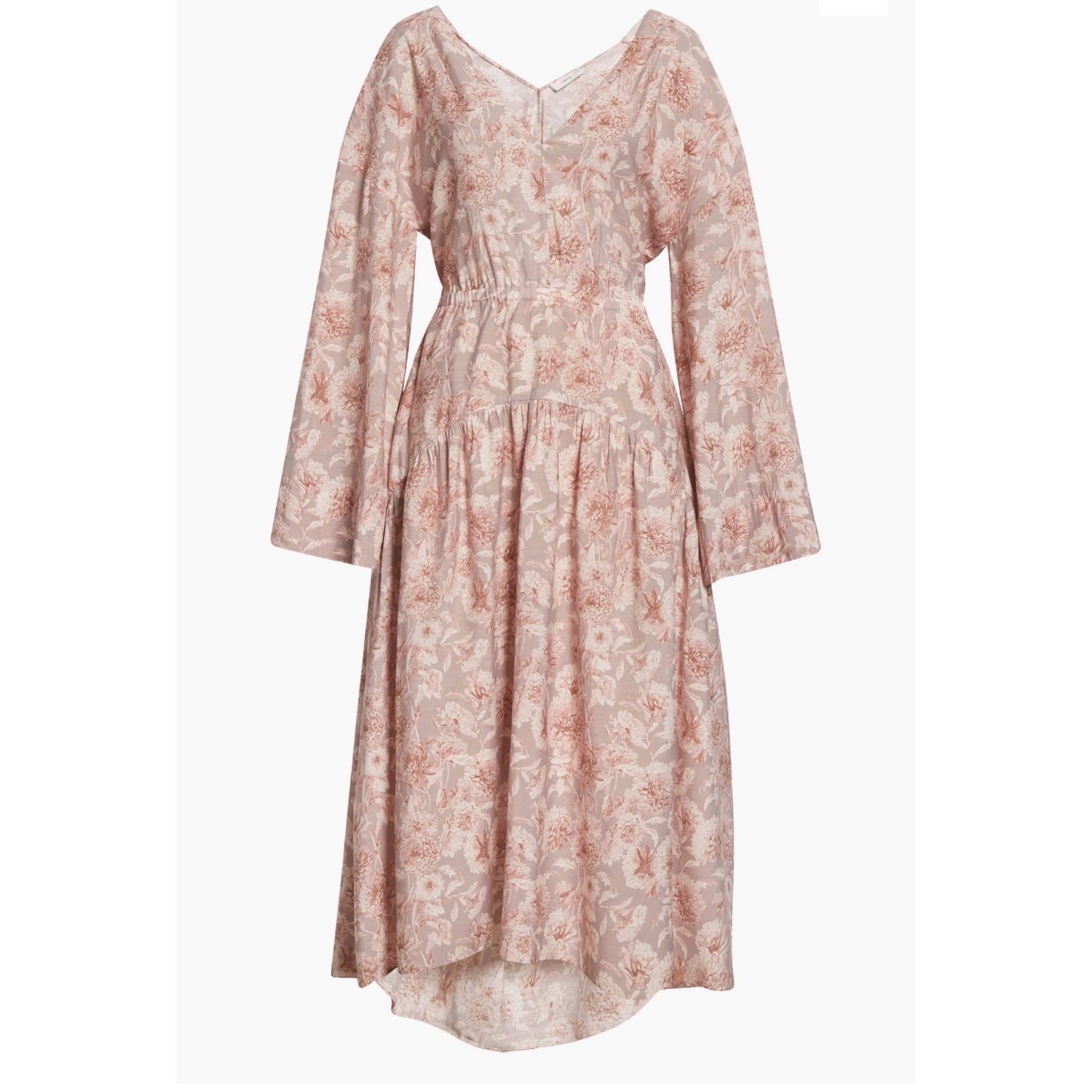 $425 NWT Vince Floral Print V-Neck Midi Dress Lavender Botanical Cut Out Back S