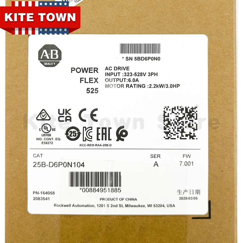 2025-2026 New Factory Sealed Allen-Bradley 25B-D6P0N104 525 2.2kW 3Hp AC Drive