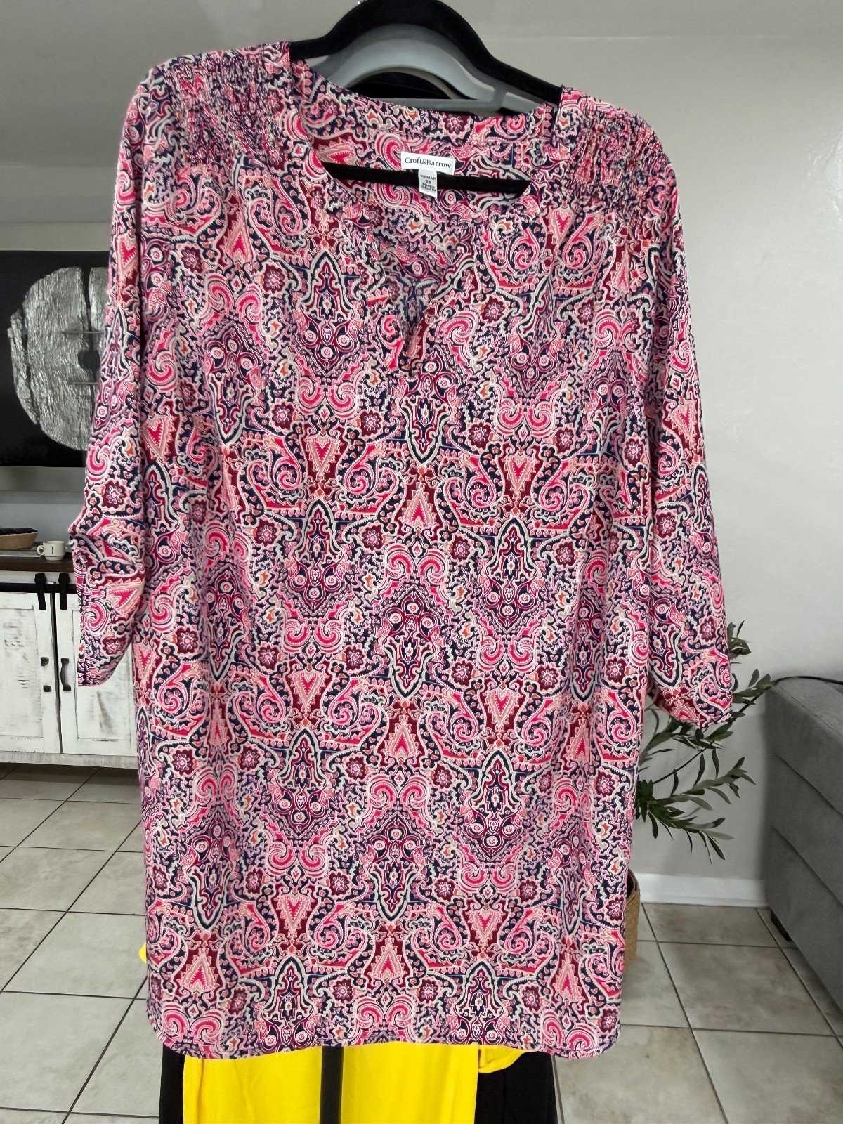 Croft & Barrow Women’s 2X Paisley Button-Front Tunic Dress #206