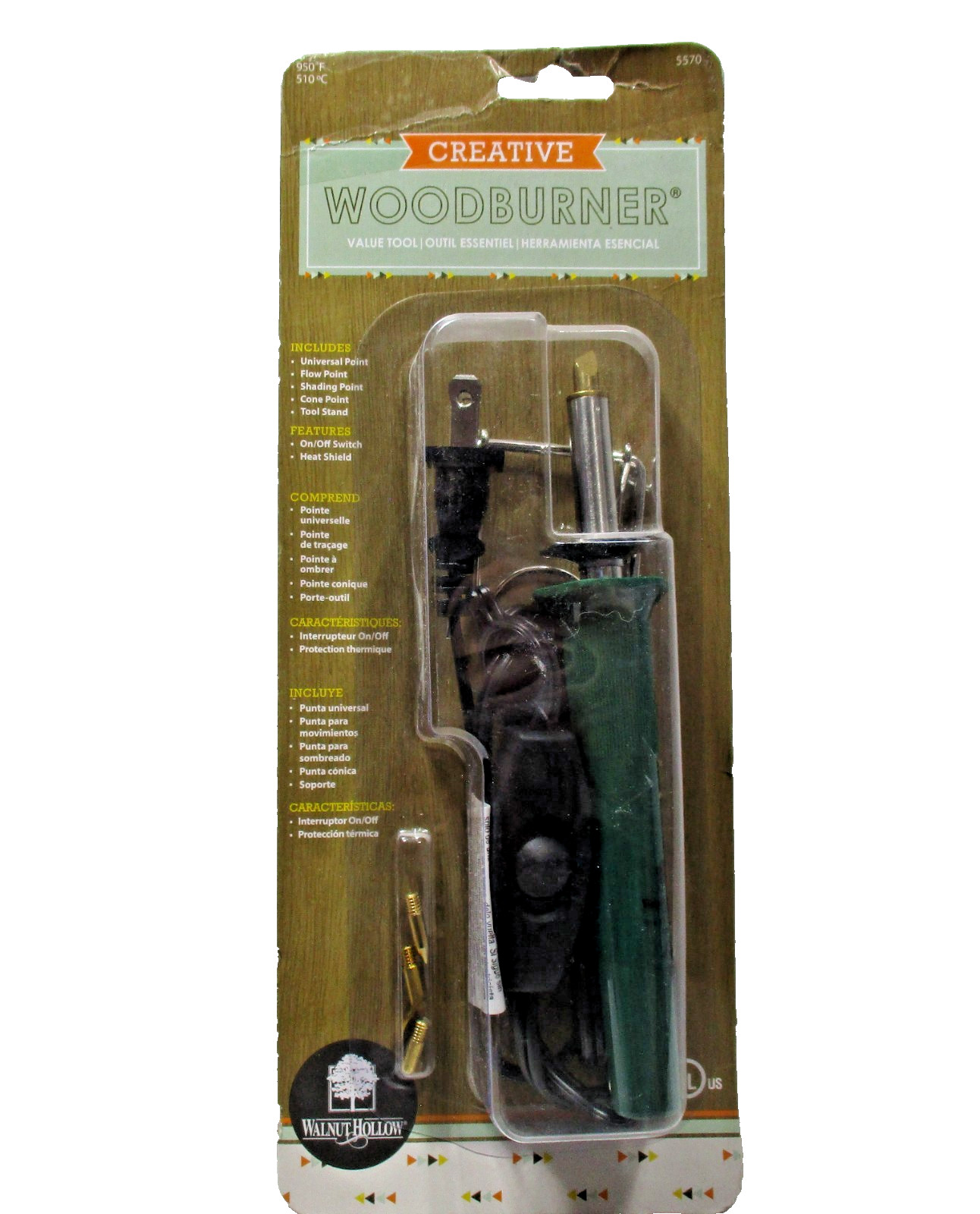 Walnut Hollow Creative Woodburner Tool 4 Changeable Brass Tips 5570
