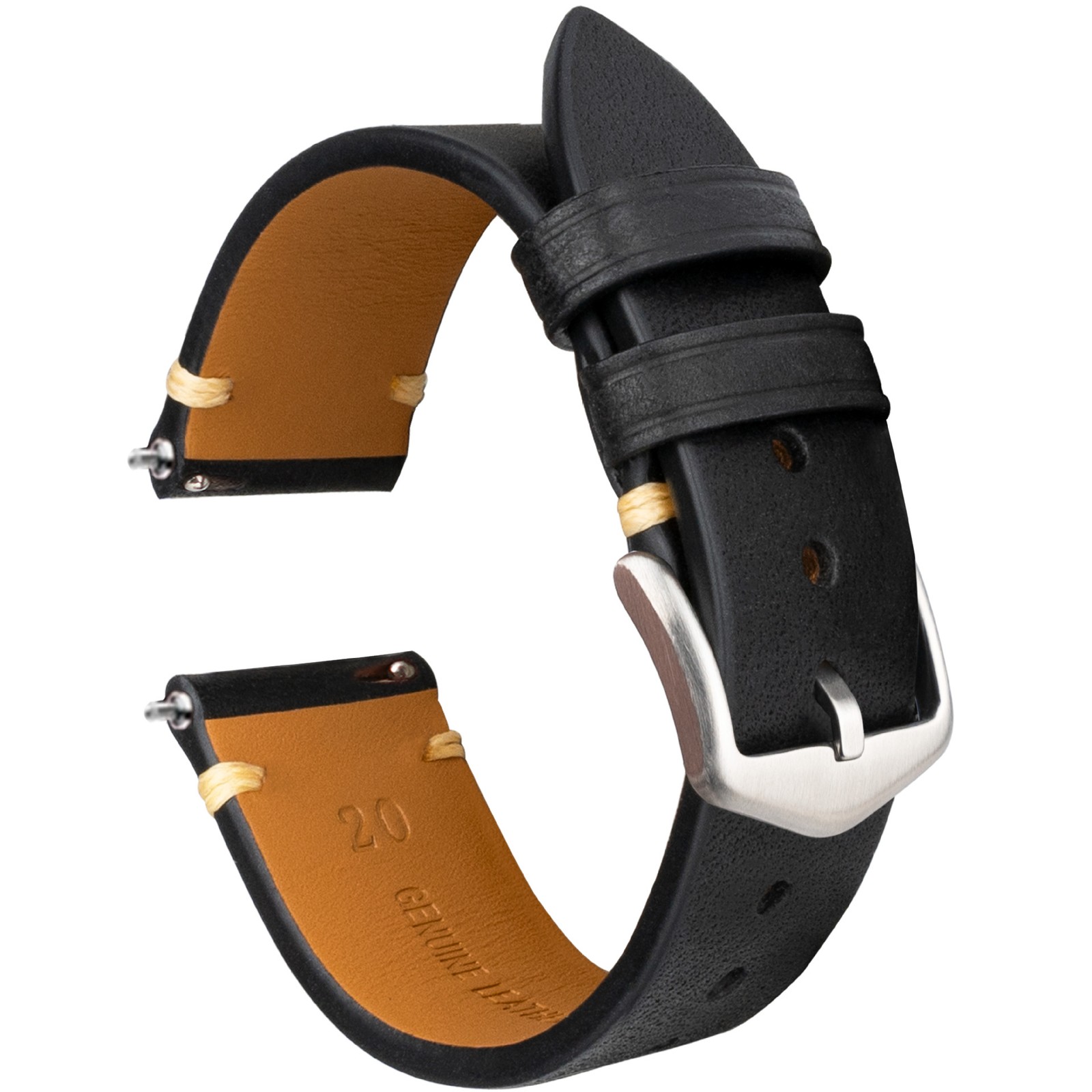 Quality Retro Matte Genuine Leather Watch Straps Mens Pin Buckle Band 18mm-24mm