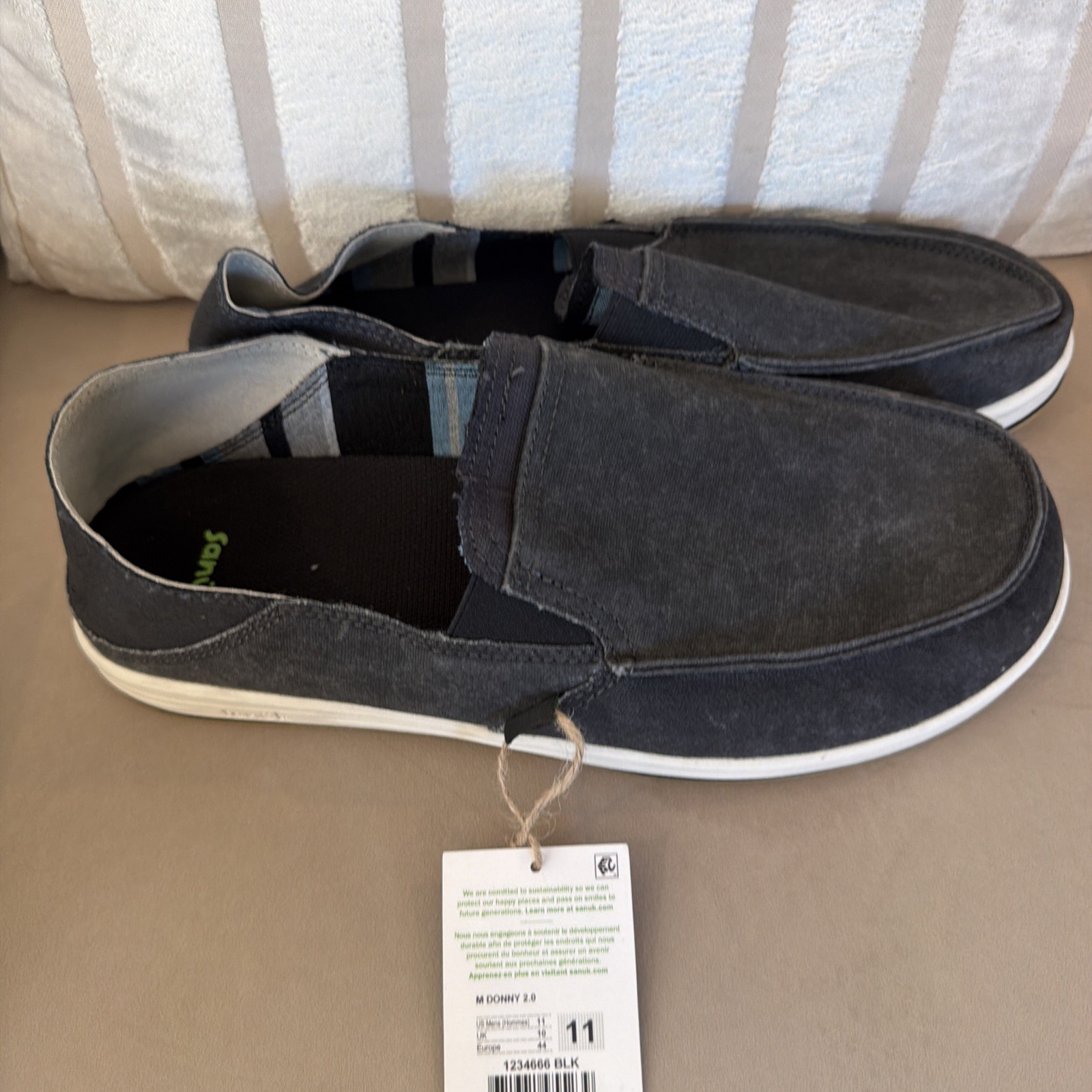 Sanuk Donny 2.0 Black Mens Slip On Loafer Size 11 1234666BLK