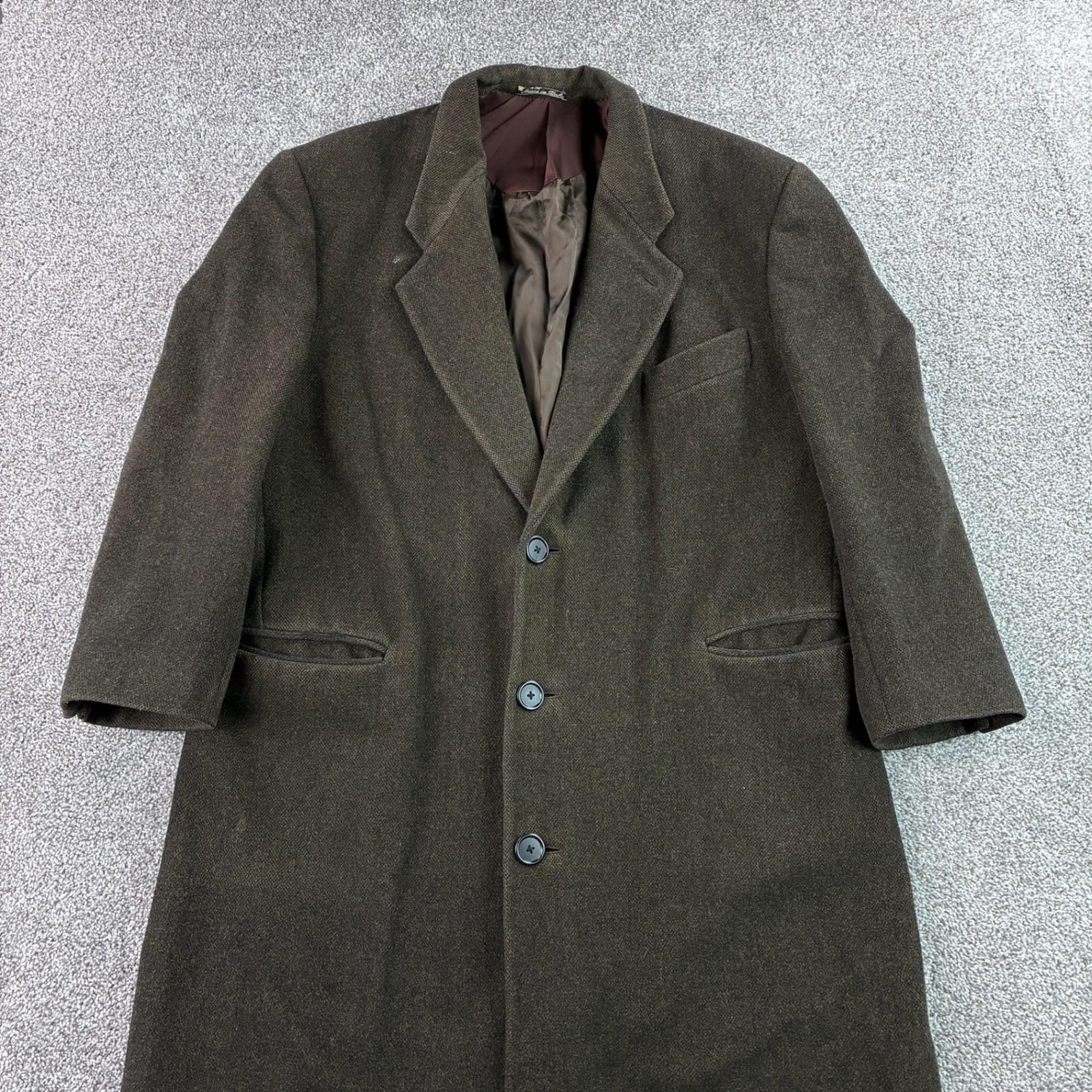 Vintage Mani Giorgio Armani Overcoat Mens 44 Brown Pure Wool Long Trench Italy