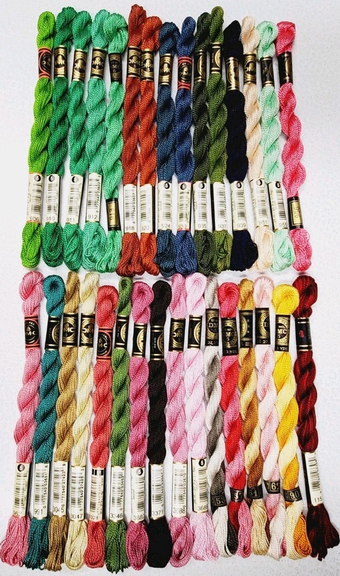 Lot of 31 Skeins DMC Perle #5 Embroidery Floss 31 Colors 906 to 3689+6 Variegate
