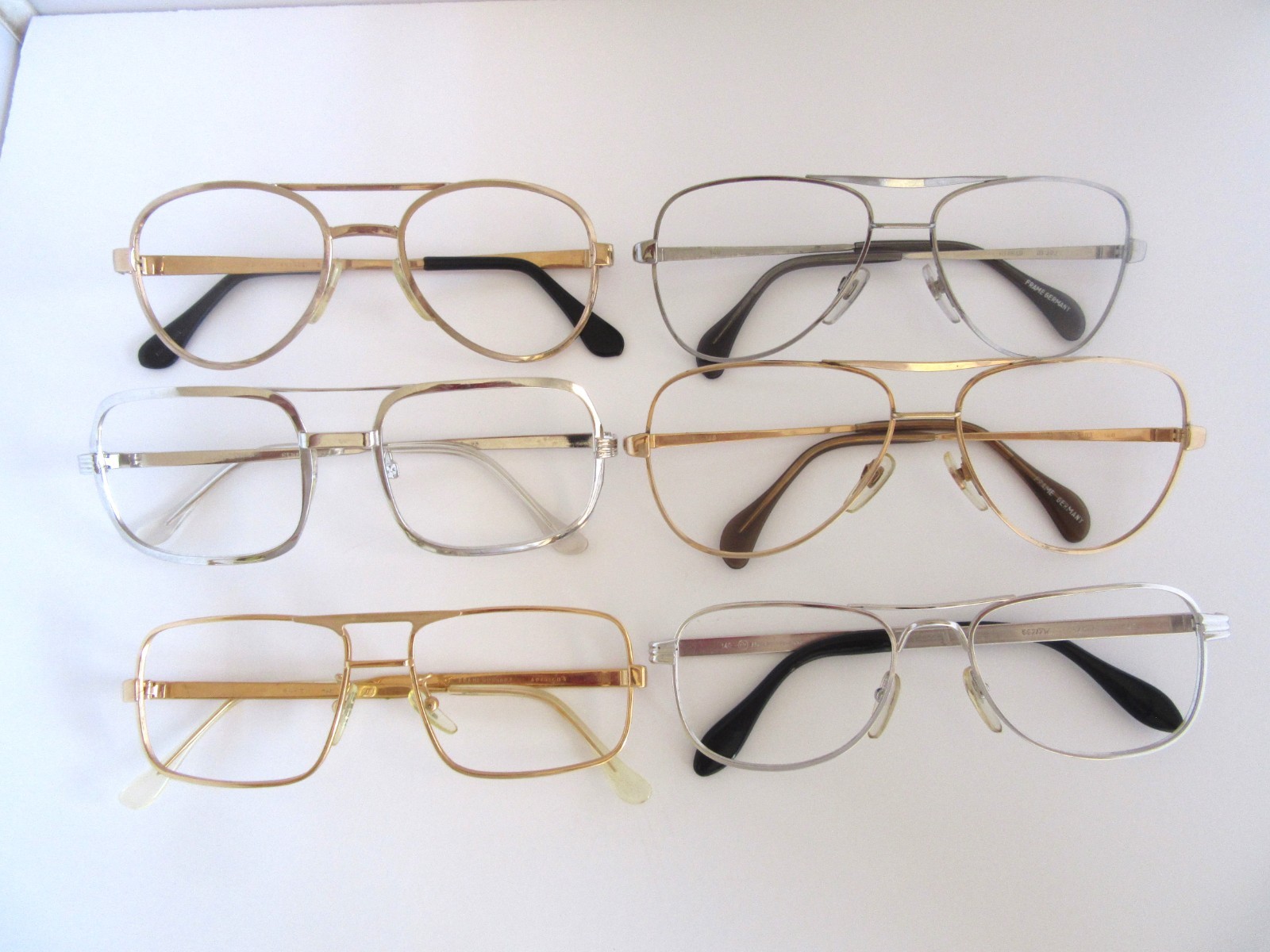 Lot of 6 Vintage Men’s Metal Eyeglasses Frames Menrad Adensco Renaissance Etc.