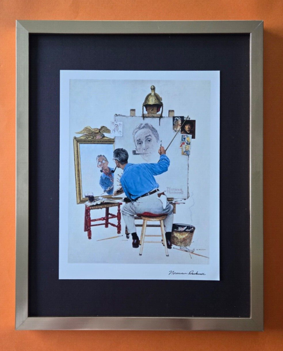 Norman Rockwell Signed 1970s Vintage Print,  Framed, Americana Art.