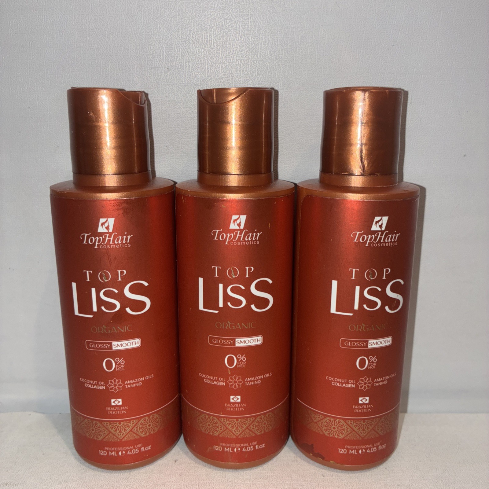 Lot Of 3- Top Liss Organic Brazilian Protein for Curly Hair- 120 ml Each