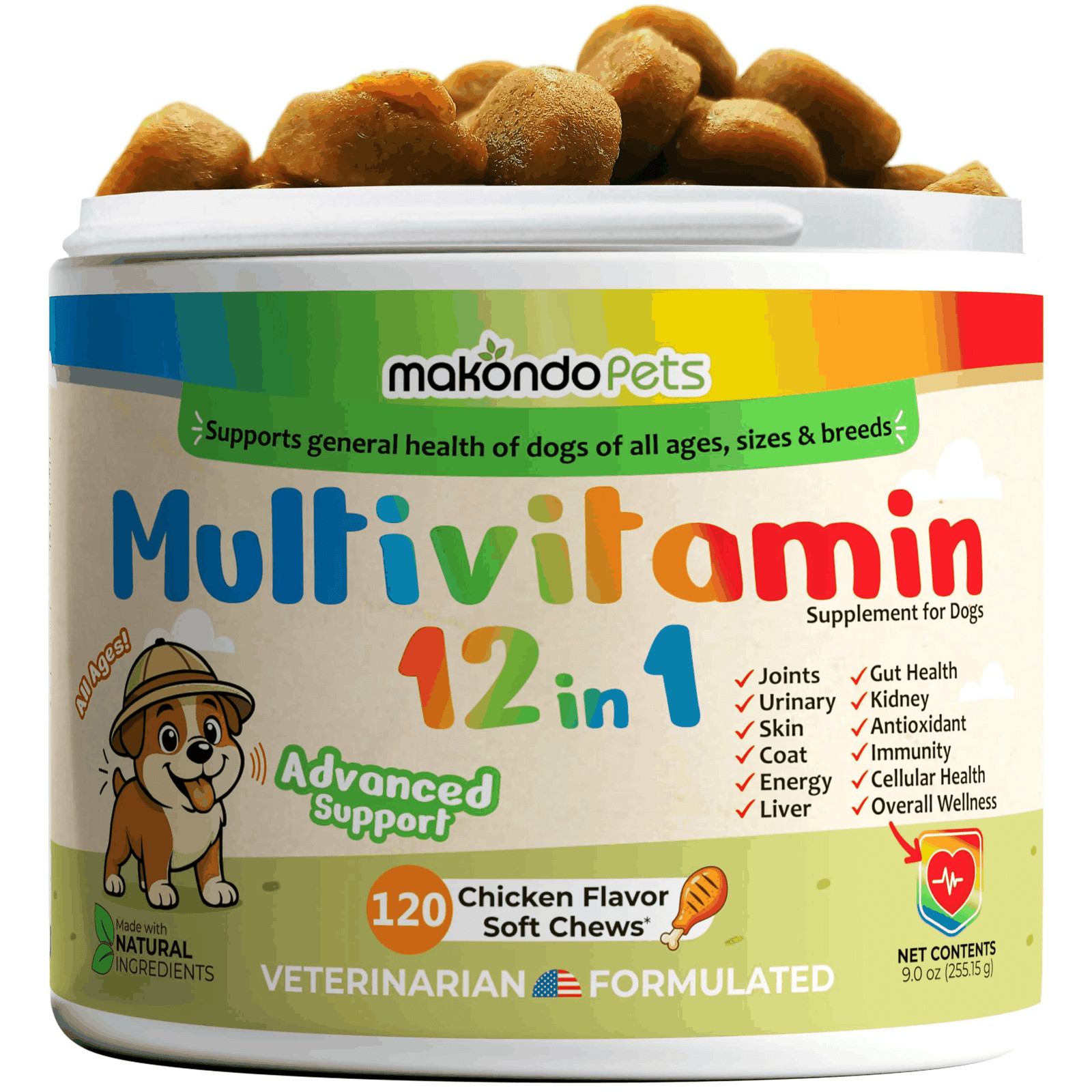 12 in 1 Dog Multivitamin 120 Soft Treats   Glucosamine Joint Support   Gut