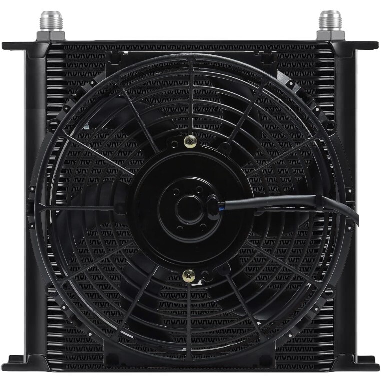 40 ROW 10AN HOSE FITTINGS ENGINE TRANSMISSION OIL COOLER REVERSIBLE ELECTRIC FAN
