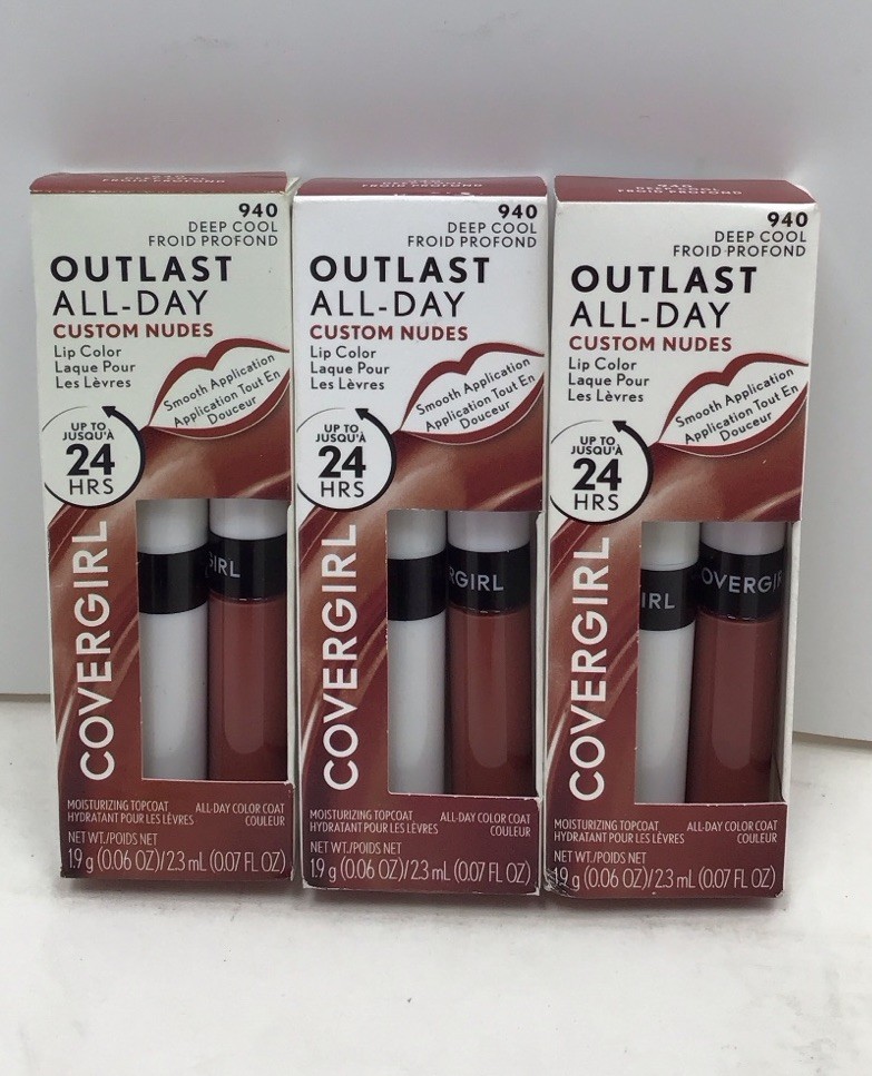 3X COVERGIRL OUTLAST ALL-DAY LIP COLOR #940 DEEP COOL 0.06 OZ EACH