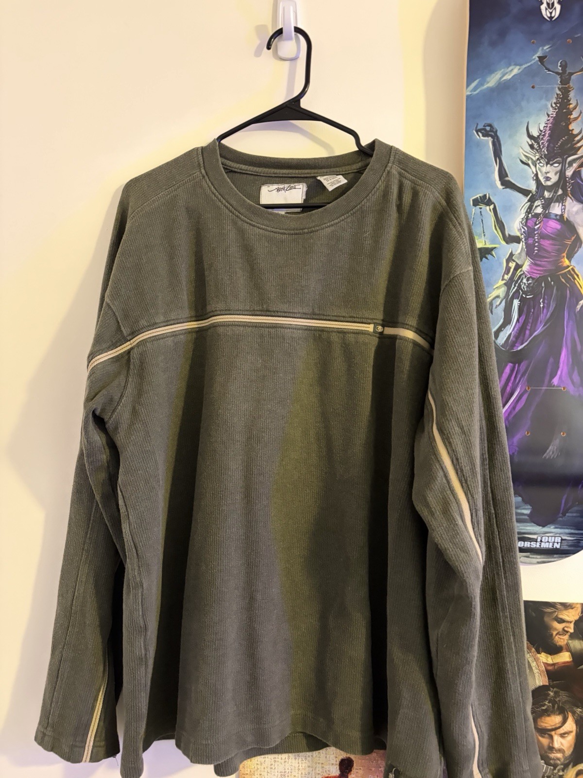 Vintage Point Zero Mens Long Sleeve Shirt Large Brown Y2K green skater Vintage Point Zero Mens Long Sleeve Shirt Large Brown Y2K green skater