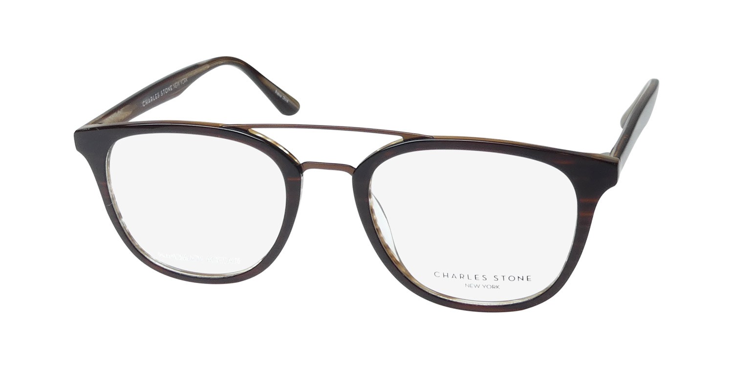 NEW CHARLES STONE NEW YORK 30014 EYEGLASS FRAME MENS BROWN SQUARE FULL-RIM