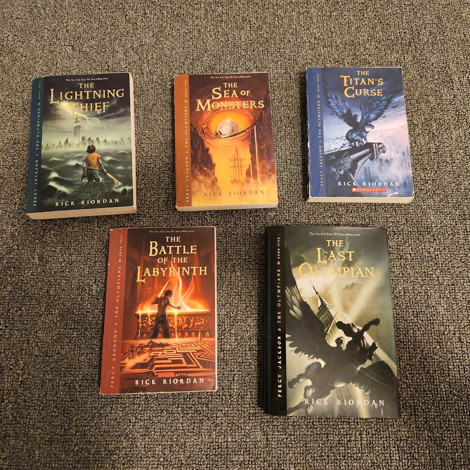 PERCY JACKSON and the Olympians Complete Series Set 1-5 Rick Riordan PB Lot of 5