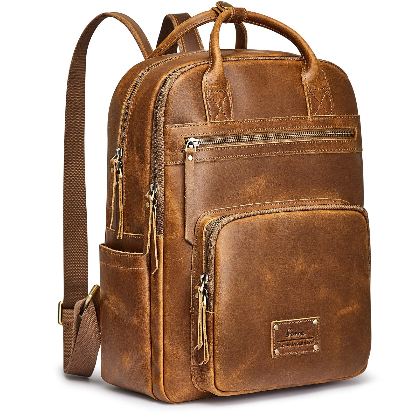 S-ZONE Vintage Genuine Leather Backpack Purse for Women Men Rucksack Travel D... S-ZONE Vintage Genuine Leather Backpack Purse for Women Men Rucksack Travel D...