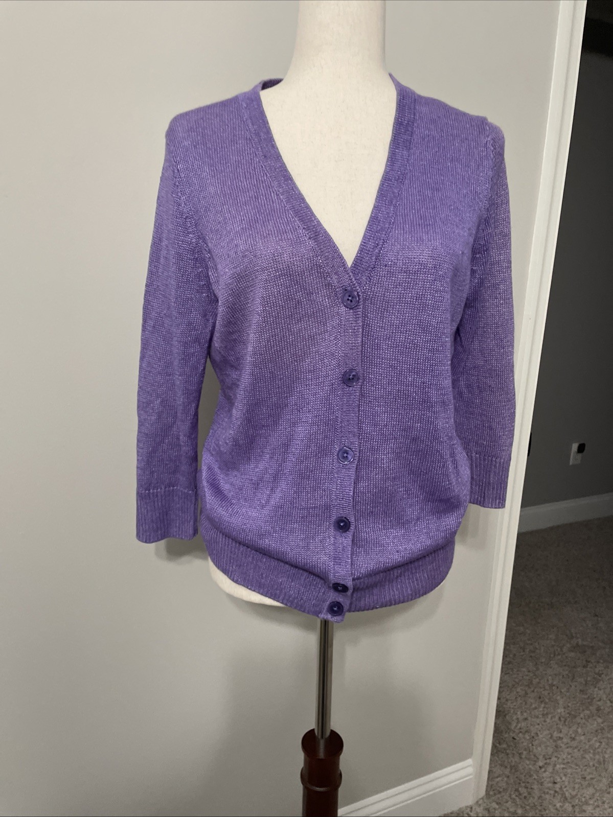 Talbots Linen Purple Cardigan Size Medium