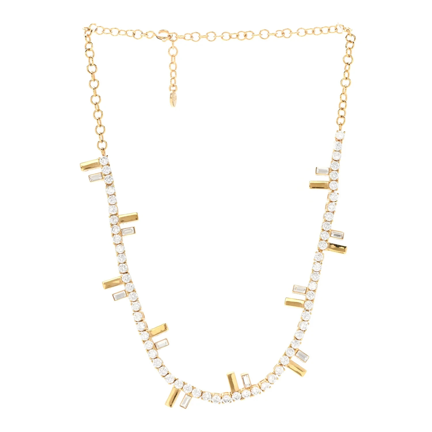 Fendi Metal Crystal Fendi First Necklace Gold Fendi Metal Crystal Fendi First Necklace Gold
