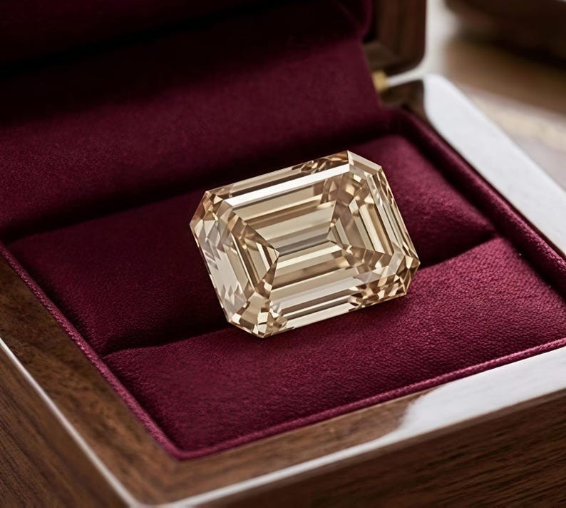3.5 CT Fancy Champagne Color  Emerald Cut VVS1 Diamond Premium Quality  Gemstone