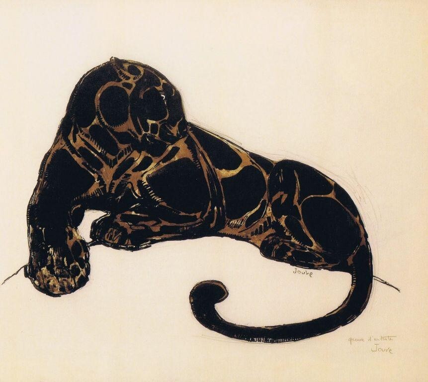 Jaguar by Paul Jouve – 1930 Woodcut Animal Print – Art Deco Wildlife