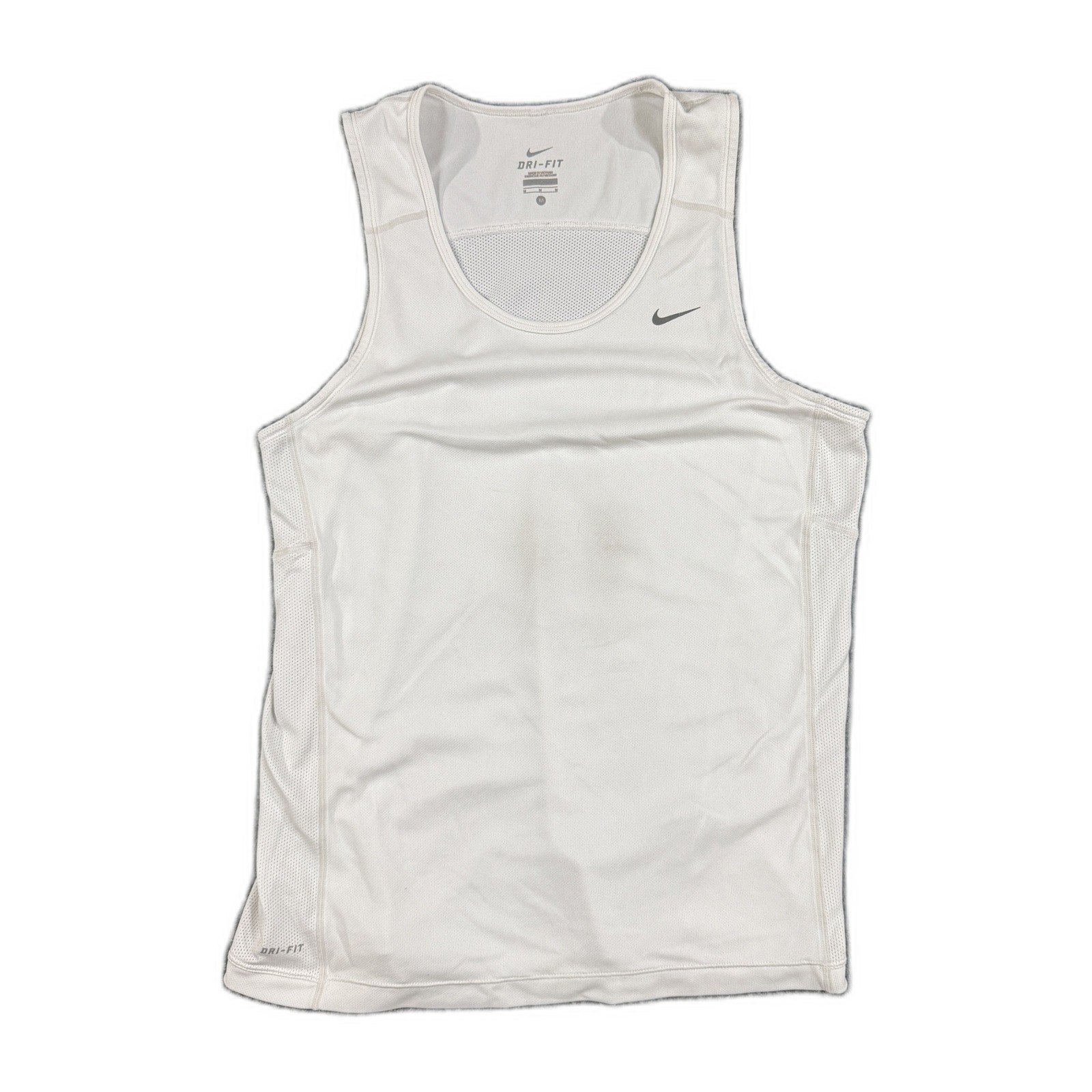 Nike Dri-FIT Miler Running Singlet Tank Top Mens Medium White Mesh Sleeveless