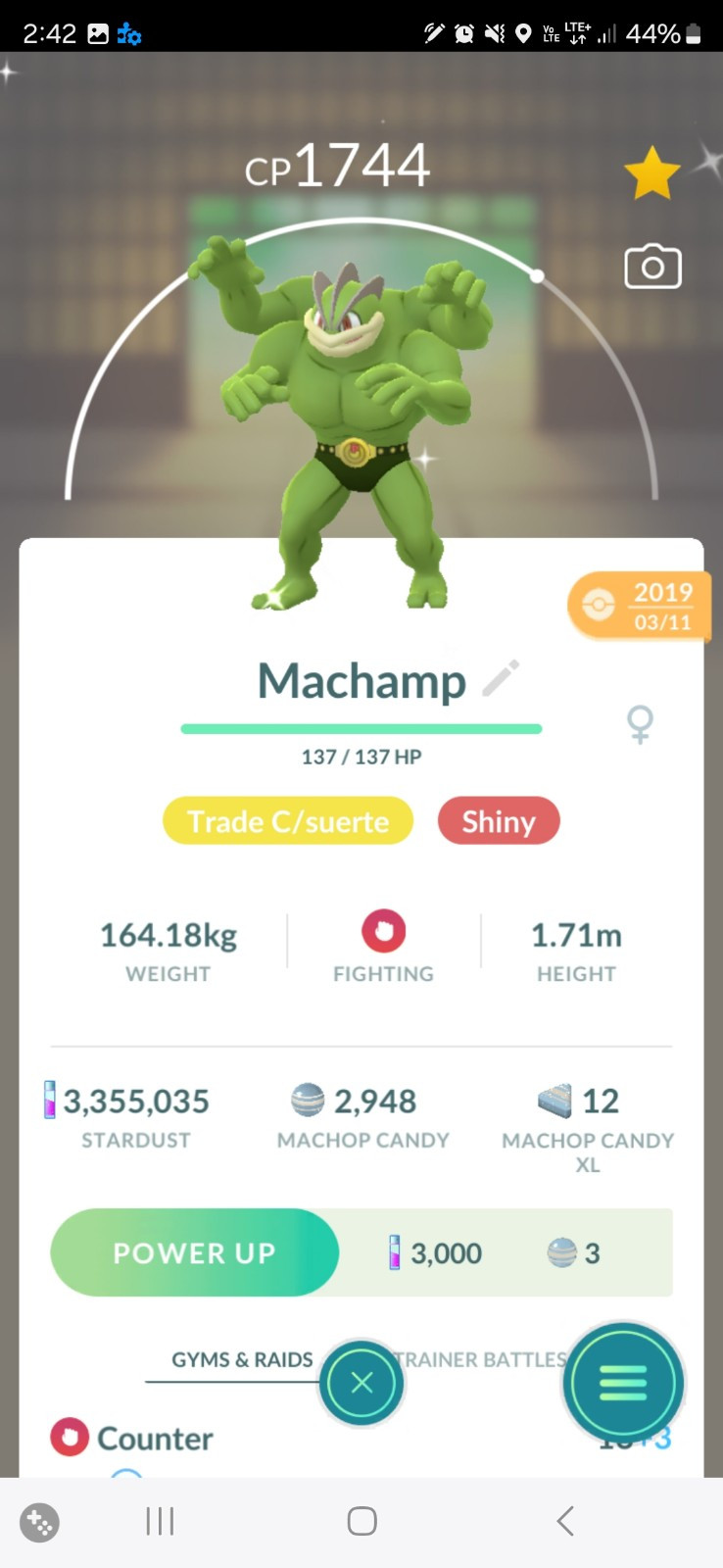 Pokemon Machamp Shiny 2019 lucky guaranteed