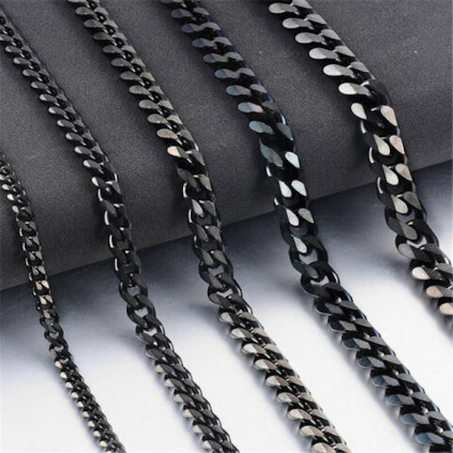 3/5/7/9/11mm Mens Cuban Curb Black Necklace Stainless Steel Link Chain 18 3/5/7/9/11mm Mens Cuban Curb Black Necklace Stainless Steel Link Chain 18