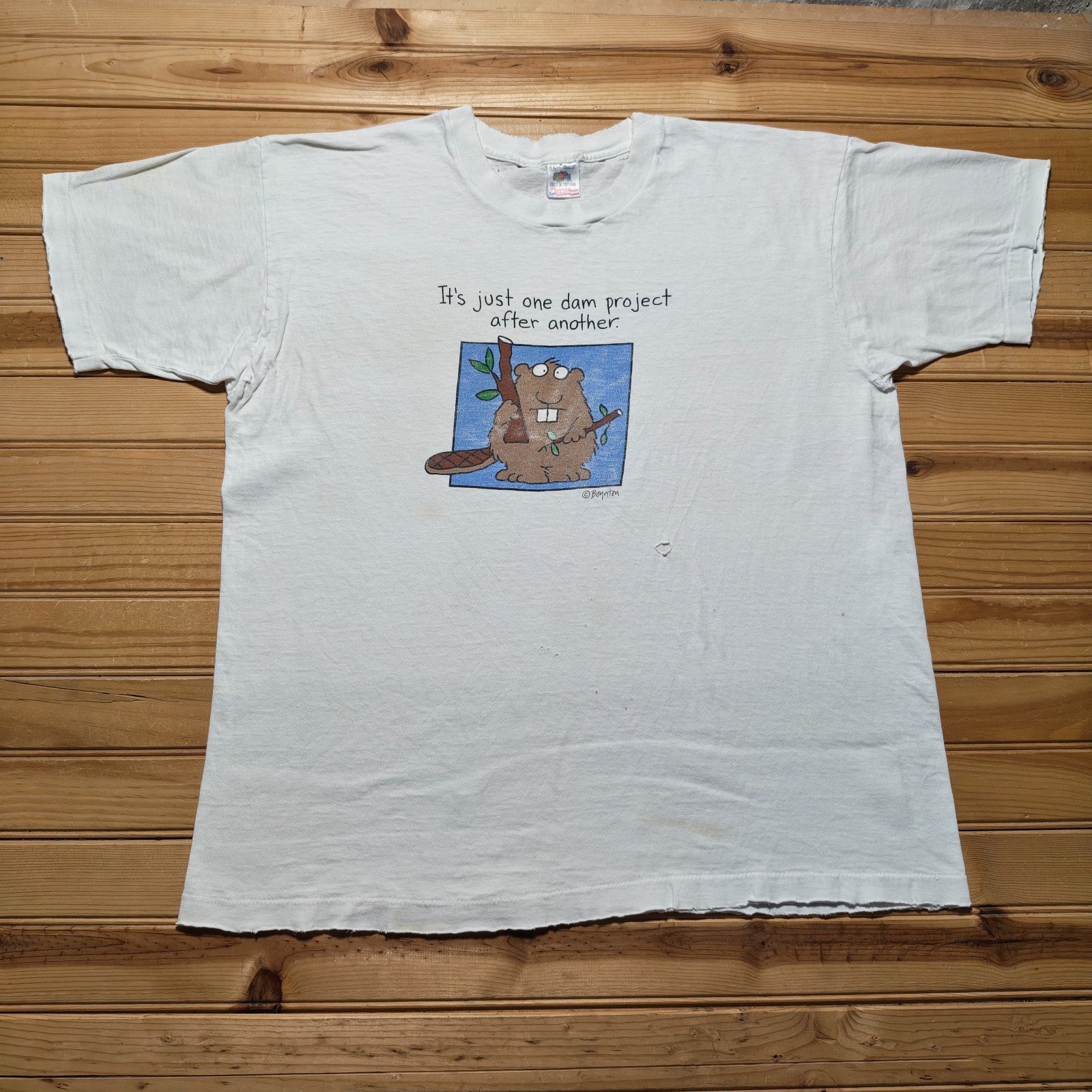 Vintage 90s Beaver Dam Humor Funny Cartoon Animal Single Stitch T-Shirt USA - XL